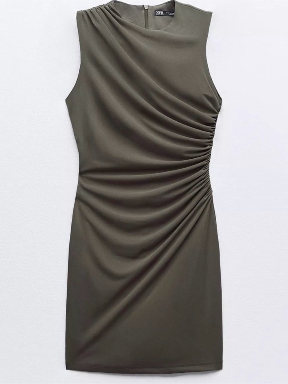 Zara Olive Ruched Dress